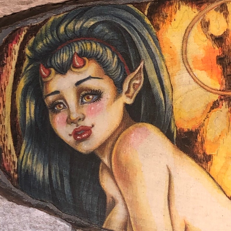 Little Hottie-original watercolor on wood painting