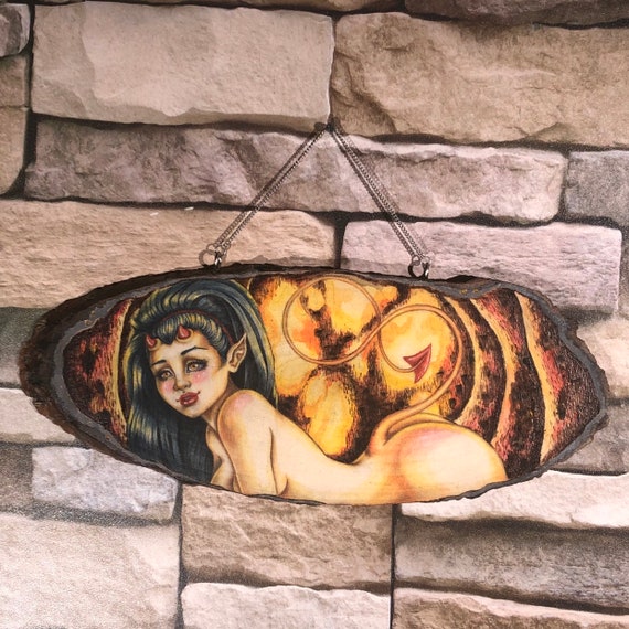 Little Hottie-original watercolor on wood painting
