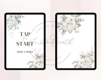Hochzeit-Tippen zum Startbild | Blumen Foto Booth Vorlage für iPad Stands | Digitaler Download