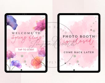 Spring Fling Photo Booth Tap-to-Start-Bildschirm - Helle Party Digitale Vorlage