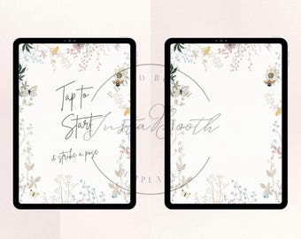Zum Startbildschirm antippen | Blumen Foto Booth Vorlage für iPad Stands | Digitaler Download
