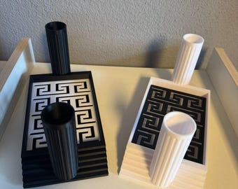 3D Printed Soap Dish with Toothbrush Holder: Modern Greek Bathroom Organizer