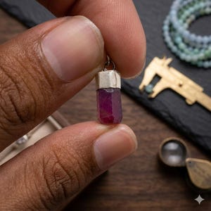 Natural Red Ruby Pendant 925 Sterling Silver Necklace Handmade Gemstone Jewelry Birthday Gift for Wife Mom Her Boosts Confidence Protection