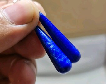 Natural Lapis Lazuli Teardrop Earrings: Handmade Sterling Silver Dangle