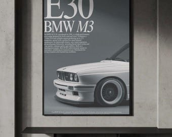 BMW E30 M3 Poster | Classic Car Wall Art Print (Digital Download)