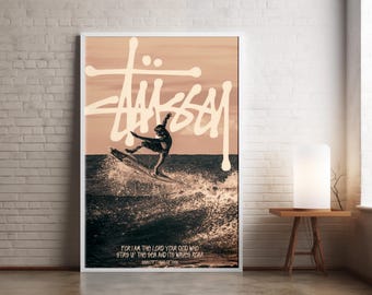 STUSSY Stampa, Decorazione estiva / Quadro da parete in stile spiaggia (Download digitale)