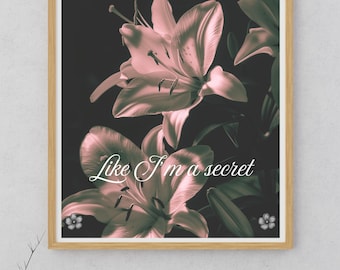 Hold Me Like Poetry Floral Wall Art Print, Romantic Quote Poster, Soft Aesthetic Flower Decor, Coquette Bedroom Printable Art