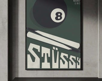 STUSSY 8 Ball Street Poster | Dark Wall Art (Digitaler Download)