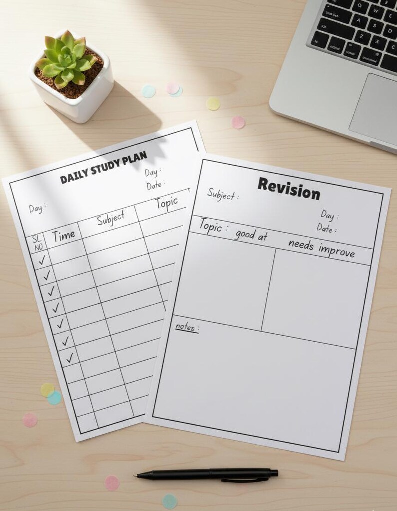 Study Tips Sheet Daily Study Planner With Mind Map |printable Study Schedule for ...