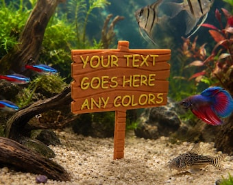 Personalisierte Aquarium Zeichen, rustikale Holzoptik 3D gedruckte Aquarium Dekor, benutzerdefinierte Fish Tank Name Plaque, Aquarium Dekoration