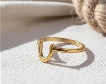 Anillo de herradura para mujer, anillo de herradura de la suerte, joyería ecuestre para el día a día, regalo para amantes de los caballos, anillo delicado de buena suerte, regalo de Navidad