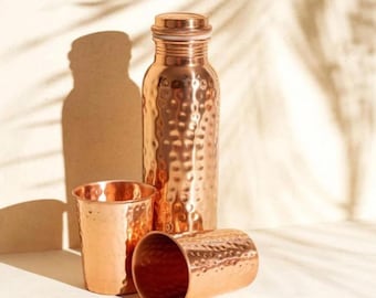 100% Pure Copper Water Bottle, Copper Bottle, Copper tumbler for Drinking Water, Luxury Copper Bottle, Yoga Bottle, Handmade Ayurveda Bottle