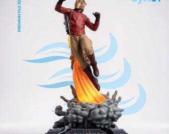 Rocketeer 1:6 skala flygande staty STL 3D-utskriftsfil (digital nedladdning)