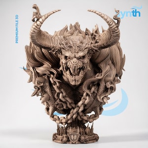 Demonic Hell Beast Bust 3D Print File (STL) – Dark Fantasy Monster Sculpture