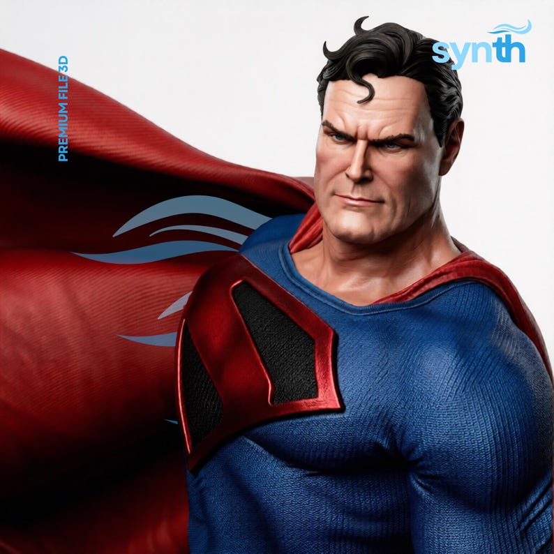 superhero figure stl with cape dynamic pose resin printable model