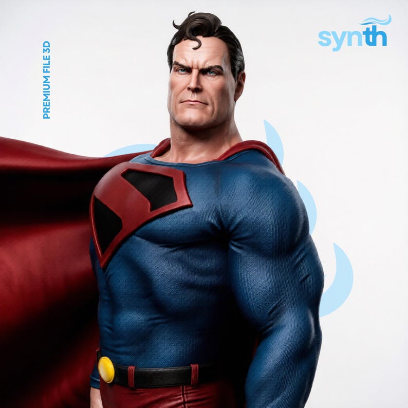 superhero flying pose stl file detailed cape statue resin print