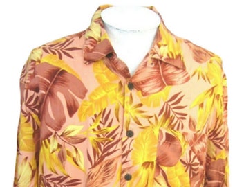 CARIBBEAN JOE Men Hawaiian ALOHA shirt pit 2 pit 24 M camp floral tropical rayon