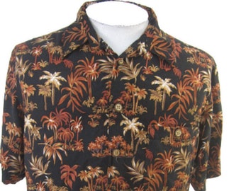 M E Sport Men Hawaiian camp shirt L pit to pit 24 aloha luau tropical vtg floral