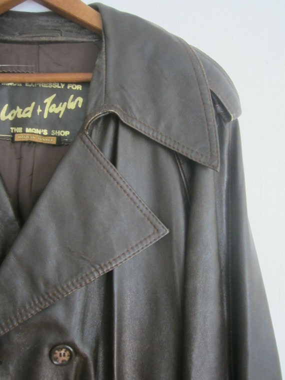 Lord & Taylor vintage Mens trench coat brown Turk… - image 4