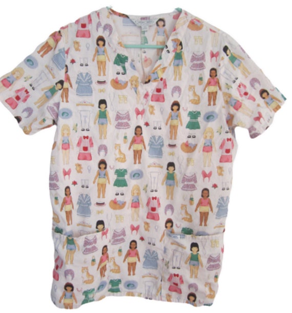 Cherokee vintage women Medical Scrub Shirt paper d
