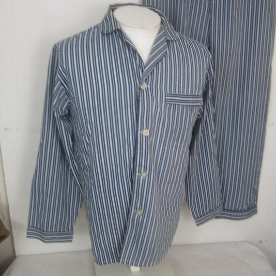 Manhattan vintage mens Pajama Set small stripe bl… - image 3