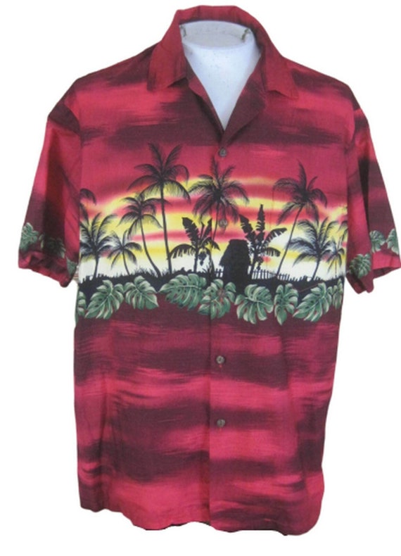 WINNIE FASHIONS men Hawaiian ALOHA shirt L p2p 25… - image 1