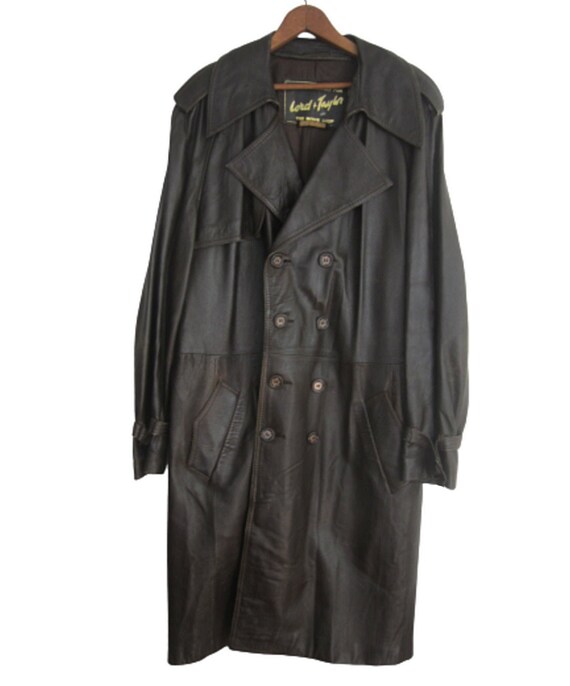 Lord & Taylor vintage Mens trench coat brown Turk… - image 1