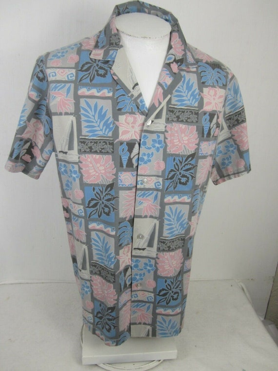 Honolulu Harbor vtg Men Hawaiian shirt p2p 23 M a… - image 3
