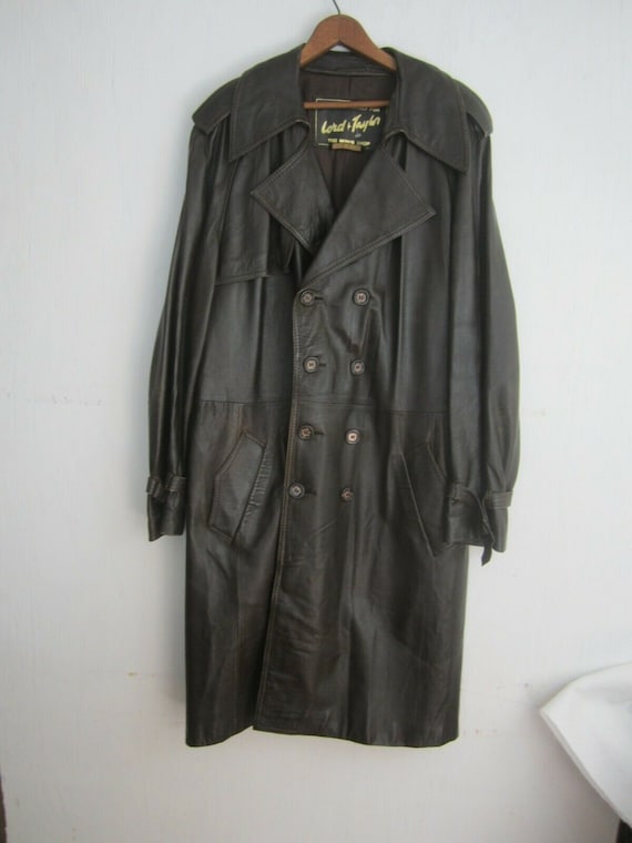 Lord & Taylor vintage Mens trench coat brown Turk… - image 3