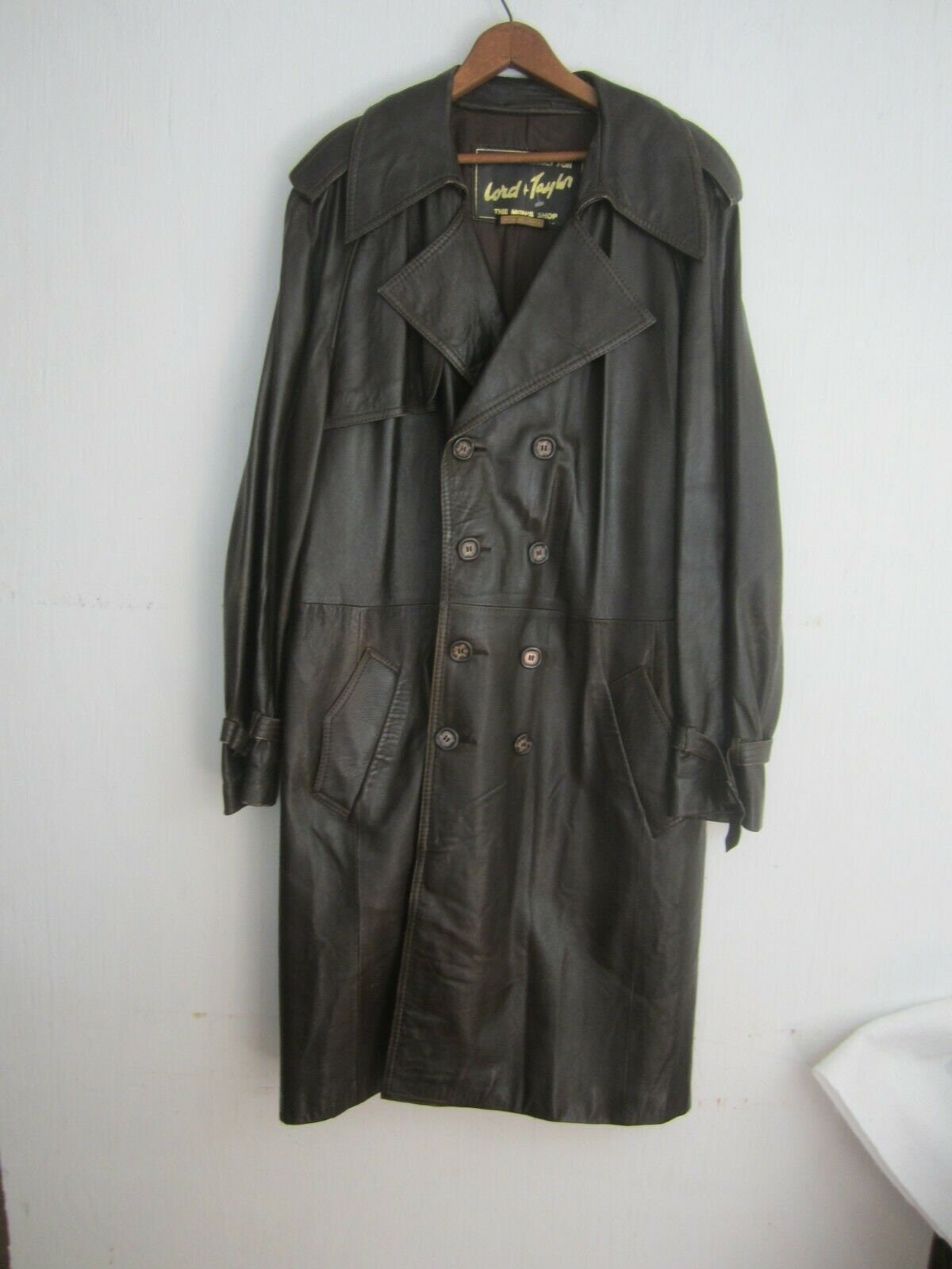 Lord Taylor Vintage Mens Trench Coat Brown Turkish Leather Sz 46 1970s Belted Etsy Canada