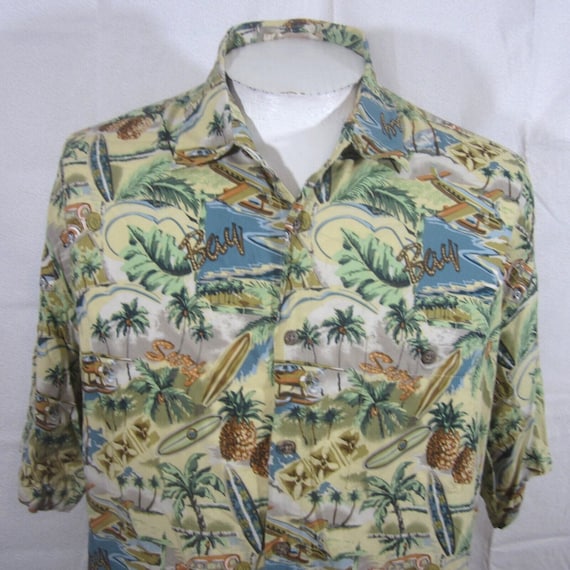 Campia Moda vintage Men Hawaiian camp shirt p2p 2… - image 4