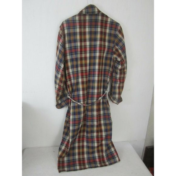 Penneys Towncraft Vintage Mens Bath Robe Plaid Sz M 1960s Cotton Lounge