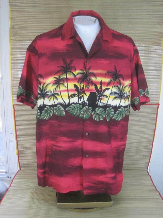 WINNIE FASHIONS men Hawaiian ALOHA shirt L p2p 25… - image 2
