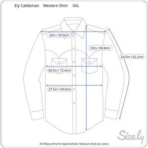 Ely Cattleman Men shirt WESTERN long sleeve p2p 28.5 plaid pearl snaps vtg blue image 2