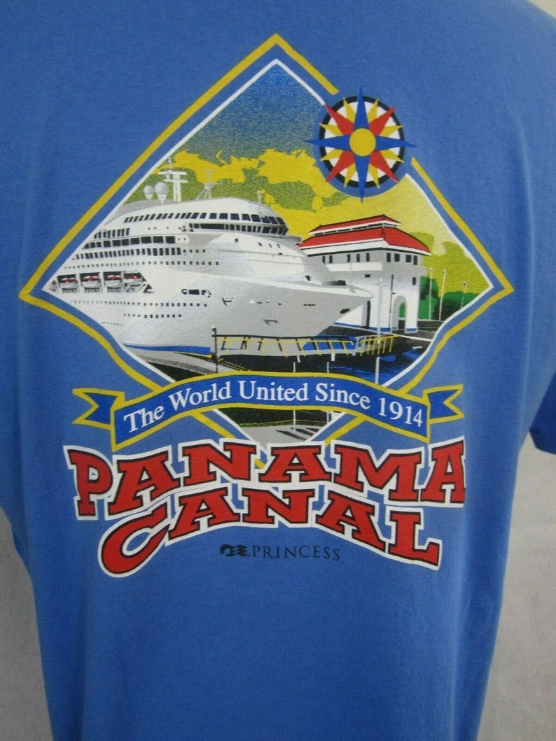 Princess Cruises vintage 1990s T Shirt Panama Canal cruise ship cotton blue size XL image 6