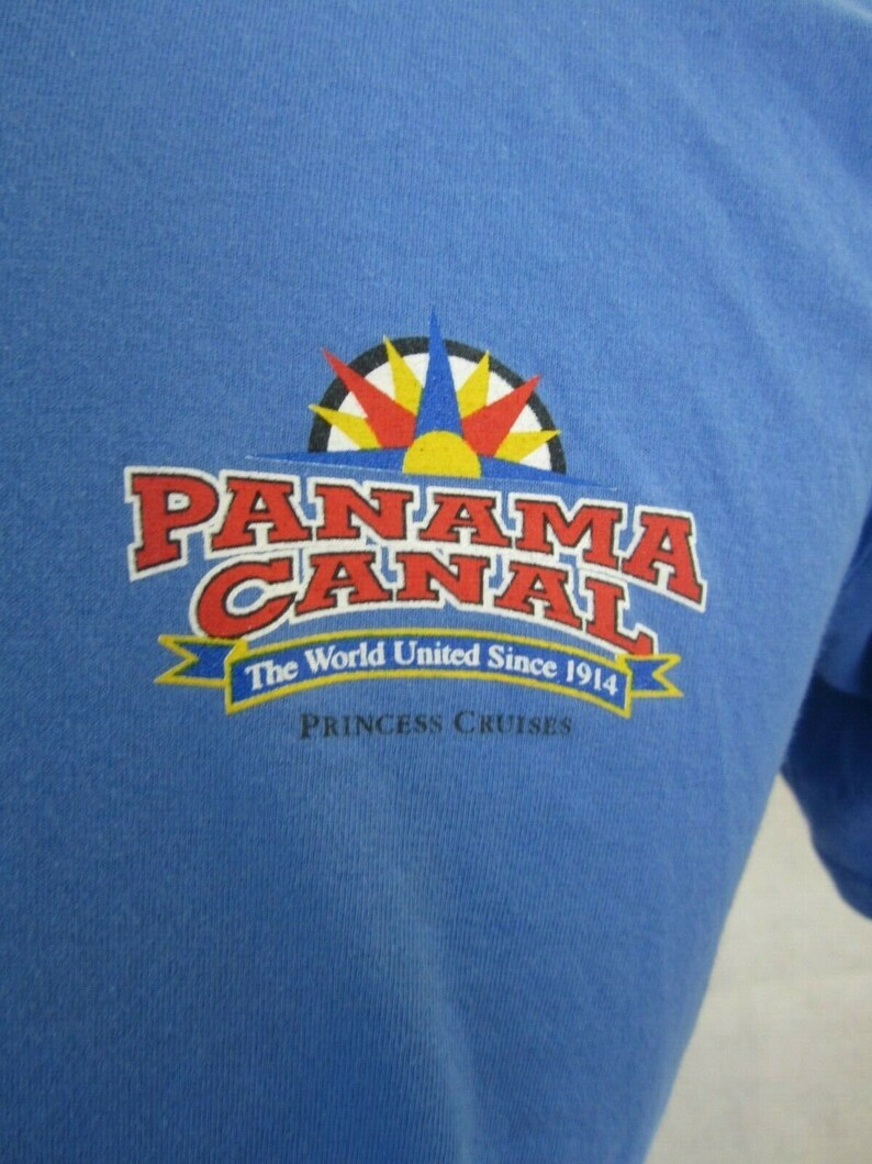 Princess Cruises vintage 1990s T Shirt Panama Canal cruise ship cotton blue size XL image 4