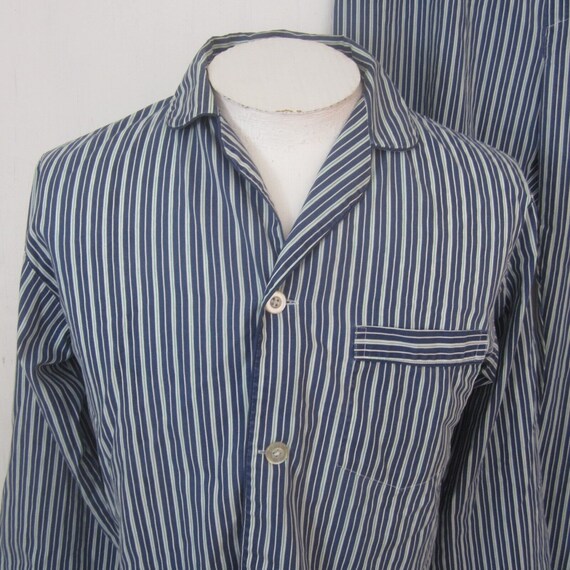 Manhattan vintage mens Pajama Set small stripe bl… - image 4