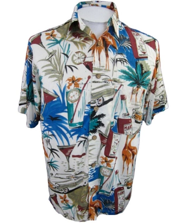RON CHERESKIN vtg1990s Men Hawaiian ALOHA shirt pi