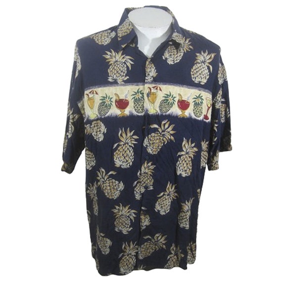 Campia Moda vintage Men Hawaiian camp shirt pit t… - image 1