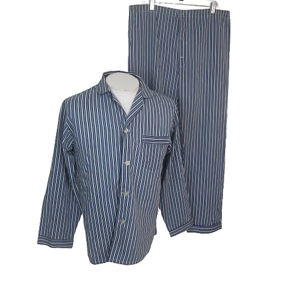 Manhattan vintage mens Pajama Set small stripe bl… - image 1