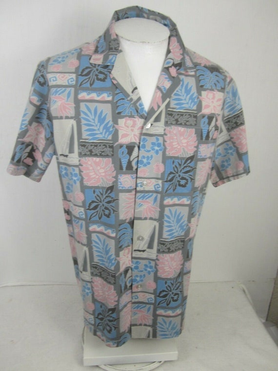 Honolulu Harbor vtg Men Hawaiian shirt p2p 23 M a… - image 4