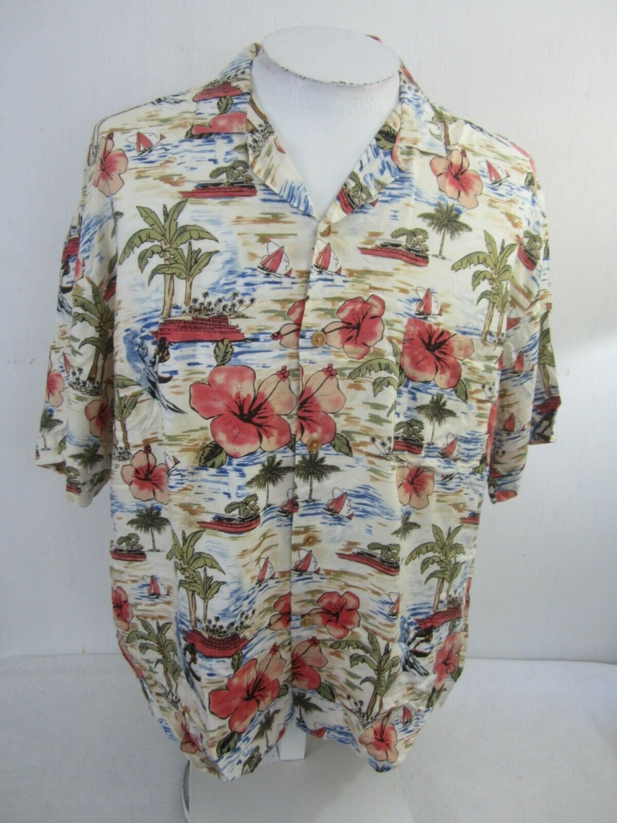 Palmland Tropics Vintage Men Hawaiian Camp Shirt XL Pit to Pit - Etsy