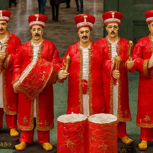 Hand-Painted Ottoman Military Band (Mehteran Takımı) Figurine Set - 10 Pieces