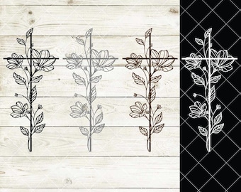 Cruz floral Svg Png Cruz silvestre Svg Fe Svg Mujer cristiana Svg Cruz con flores Svg Archivos de corte Cricut Dxf Png