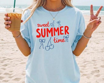 Dulce verano PNG Fresa verano SVG Coqueta lazo verano PNG Preppy femenino verano SVG Delicado moderno vacaciones de verano PNG Dtf