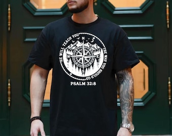 Él te enseñará el camino que debes seguir Svg Salmo Dios guía Png Hombres cristianos Svg Versículo bíblico Svg Escritura Png Dtf