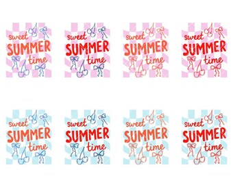 Paquete de PNG de Dulce Verano, SVG de Fresa a Cuadros de Verano, PNG de Verano Coqueta, SVG de Verano Femenino Preppy, PNG de Vacaciones de Verano Delicadas y Modernas