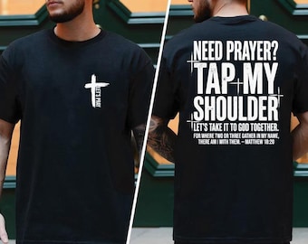 Necesito oración Toca mi hombro Png Camiseta para hombre Papá cristiano Png Versículo bíblico Png Hombres cristianos Png Orando Png Día del padre de moda Png Dtf