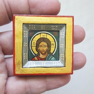Jesus Christ Orthodox Miniature Icon/Handmade/Religious Gift/Orthodox Icons/Small Icon/Greek Icon/ Small Icon/Hand painted Icon