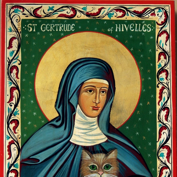 St. Gertrude of Nivelles, Patron Saint of Cats, Help for Housebound and Overweight Cats